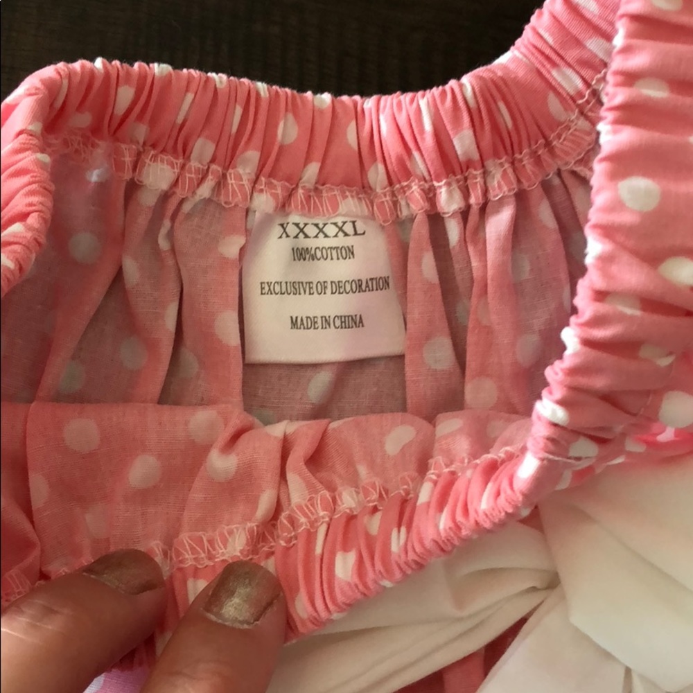 Beautiful Easter bunny dress pink & white polkadot - Picture 4 of 8